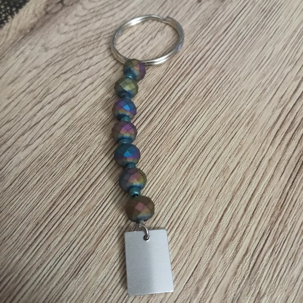 Hand crafted New silver plated and iridescent rainbow crystal Keychain key ring